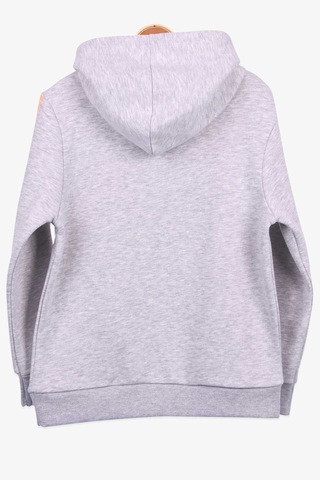 Breeze Erkek Çocuk Sweatshirt Baskılı Kapüşonlu 9-14 Yaş, Gri Melanj Gri