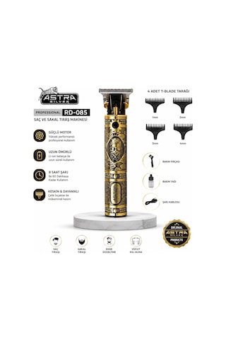 Vaveni Komple Metal Saç Sakal Traş Makinesi Usb Şarjlı T-bıçak Arz