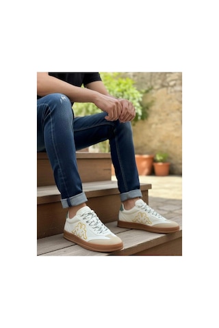 Kappa Kp 1039 Satiago Unisex Kumaş Bej Yeşil Kaymaz Kauçuk Taban Bağcıklı Günlük Yürüyüş Spor Ayakkabı