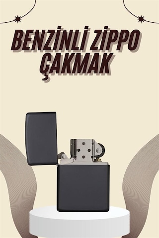 Hnrlıshp Çakmak Parlak Siyah Benzinli Çakmak Cep Boy Doldurulabilir