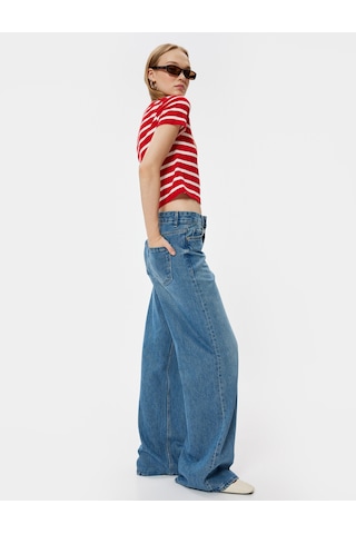Koton Basic Tişört Kısa Kollu Bisiklet Yaka Slim Fit Kırmızı Çizgili 5wal10227ık Kırmızı