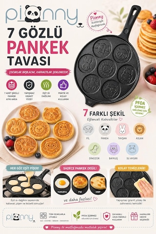 Pionny Döküm 27 Cm Pankek Tavası Siyah Çok Renkli