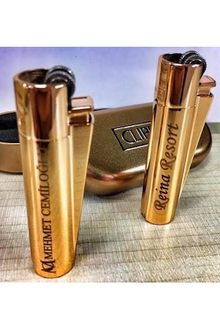 Clipper Kişiye Özel Metal Çakmak Baskı li ve Özel Kutulu Altın