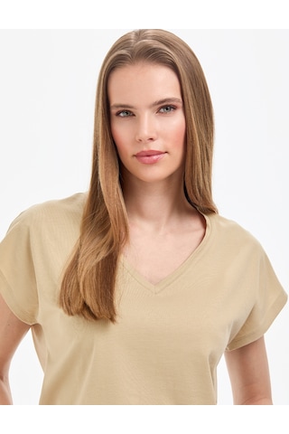 Pierre Cardin Kadın Bej Tişört Basic 50325454-vr011
