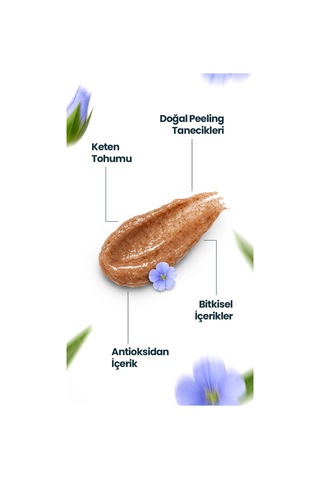 Arındırıcı Gözenek Temizleyici Bitkisel Yağlar Pürüzsüz Cilt Pantheol Vegan Keten Tohumu Peeling 100 Ml