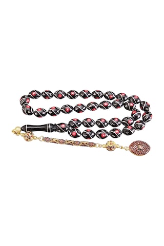 Diamond Gümüş Püsküllü Oltu Taşı Tesbih Lt1392 Siyah