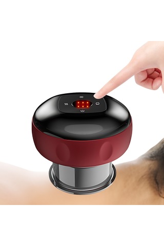 Yuntech01 Evde Kullanan Tam Vücut Elektrikli Hijama Masaj Cihazı, Isıtmalı 12 Seviye Ayarlı, 20 Dakika Otomatik Kapanma, Type-c Şarjlı, 1800mah Pil, Kırmızı Kırmızı