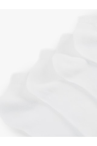Koton Pamuk Karışımlı 4'lü Patik Çorap Seti Beyaz 7wkb80026aa
