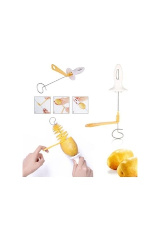 Cips Yapma Aparatı Spiral Çubukta Patates Dilimleme Seti 4 Şiş Çelik Diğer