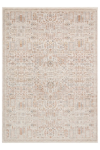 Sahra Collection Modern Vintage Desenli Eskitme Dokuma Yumuşak Salon Halısı Turuncu - Krem