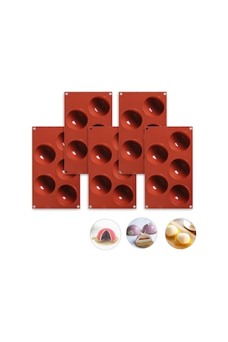 Reedark 5'li Silikon Yarıküre Kalıp - Çikolatalı Pasta, Jöle Ve Mousse İçin Yapışmaz Pişirme Kabı Çok Renkli