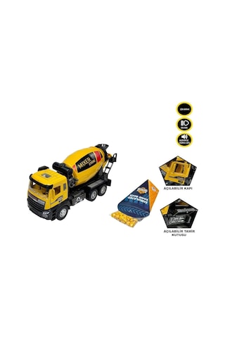 Aa992-01ab Çek Bırak Işıklı Ve Sesli 1:28 Kamyon Ekskavatör / Beton Mikseri