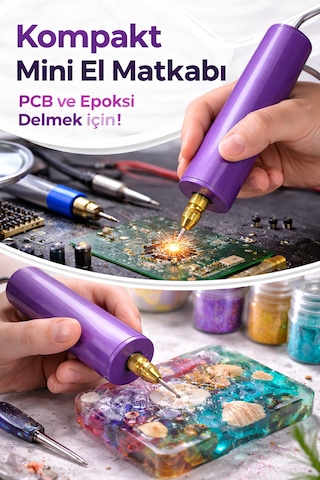 Usb Mini Drill Matkap Seti , 7 Parça Mandren Seti , 3 Adet Mikro Matkap Ucu , Hassas Delme , Dıy , Mor
