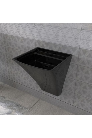 Lucco Loop 50 CM Asma Monoblok Lavabo Siyah