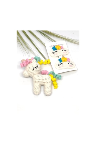Amigurumi Unicorn Anahtarlık Ve Saç Tokası Seti