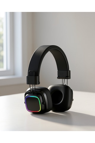 Kablosuz Bluetooth Kulak Üstü Kulaklık, Katlanabilir, Rgb Işıklı