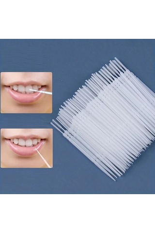 Willowhaven 200 Adet Beyaz Çift Başlı İnterdental Fırça - Diş Arası Temizliği, Pp Malzeme