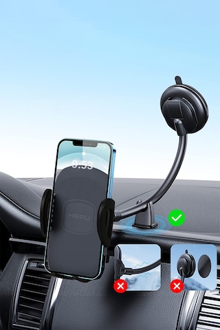 Araç Içi Uzayan Ayarlanabilir Telefon Tutucu Cam Ve Torpido Için Ücret İade Garantili Siyah