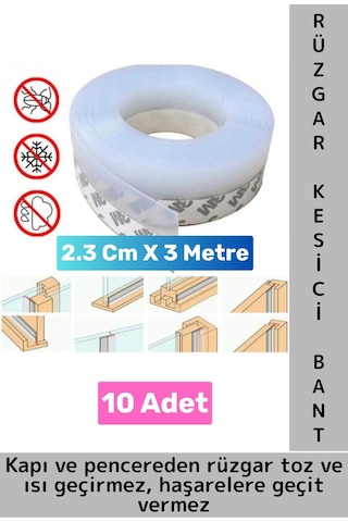 Premium Kapı Altı Pencere Rüzgar Toz Isı Böcek Haşere Önleyen Rüzgar Kesici Bant 3 Metre 10 Adet