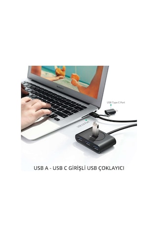 Ugreen 40850 Usb A/Usb C To 4 Port Usb 3.0 Hub Çoklayıcı Siyah 1M