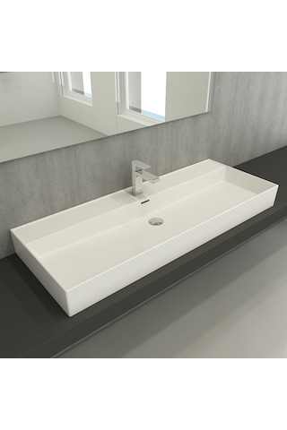 Bocchi Milano Etajerli Lavabo 120 CM Parlak Beyaz 1394-001-0126