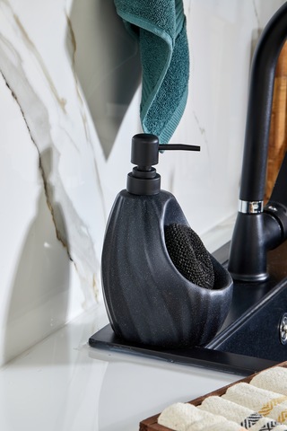 Cooker 180 Ml Seramik Süngerlikli Sıvı Sabunluk Ckr3559 Siyah