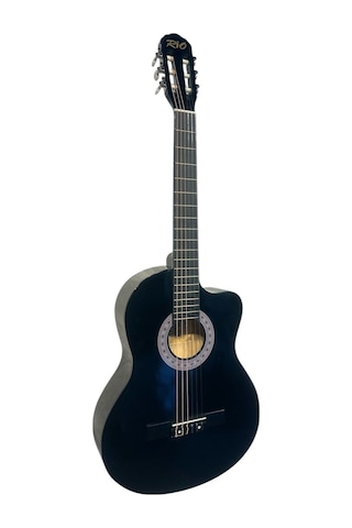 Siyah Klasik Gitar Kesik Kasa Sap Ayarlı 4/4 Tam Boy Kılıf-pena-askı-kapo-sticker-çevirici- Cbk
