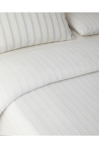 English Home Glint Stripes İpliği Boyalı Çift Kişilik Çarşaflı Nevresim Takımı 200x220 Cm Bej-gri Bej-gri