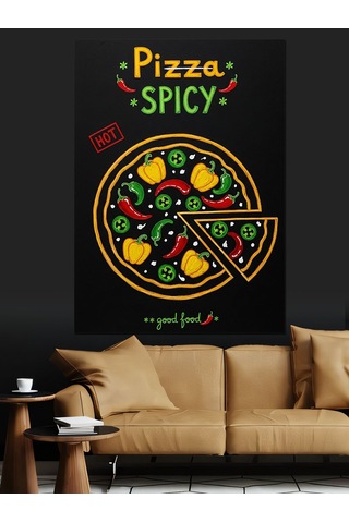 Karizma Tablo Acı Baharatlı Pizza Posteri Dekoratif Kanvas - Mdf Ahşap Tablo