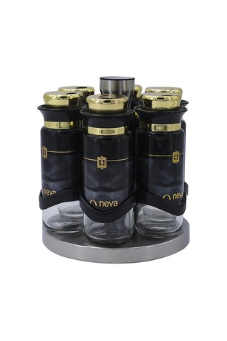 Neva N3274 Marble Plus 6 Lı Baharat Seti Siyah