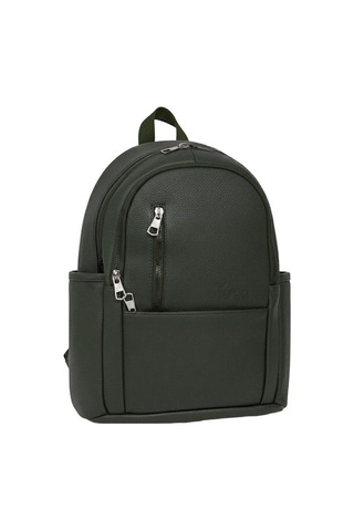 Yuga Suni Deri Dört Gözlü Sırt Çantası Yeşil Yeşil