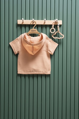 Miababy Unisex Müslin Kapüşonlu Tişört 6 Ay 3 Yaş %100 Pamuk Bej