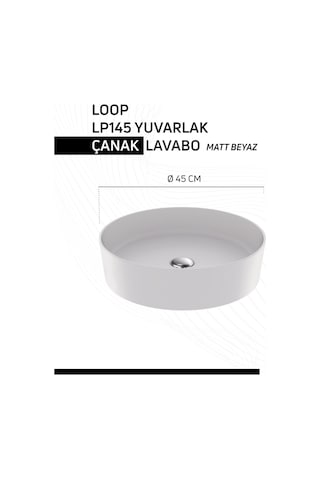 Creavit Loop LP145 Yuvarlak Masa Üstü Çanak Lavabo Extra Mat Beyaz 45 CM