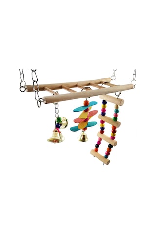 Yifomall Renkli Ahşap Kuş Tırmanma Merdiveni - Papağanlar Ve Kuşlar İçin Asılı Oyun Parkuru