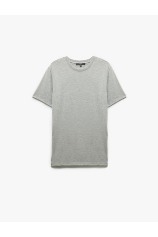 Koton Kısa Kollu Bisiklet Yaka Basic Slim Fit Tişört Gri 6wam10061hk Gri