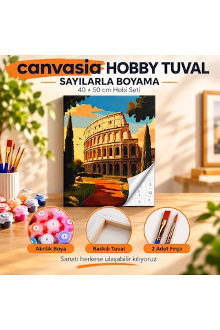 Sayılarla Boyama Numaralı Tuval Seti Boya Fırça Dahil 40x50 Cm Romanın İhtişamı