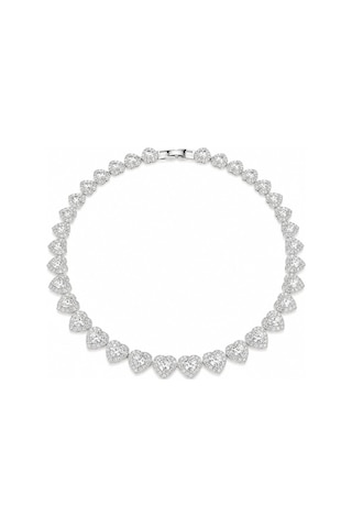 Eclat Collection Amorette Kalp Taşlı Rodyum Kaplama Silver Su Yolu Kolye Çıkarılabilir Uzatma Parçalı Gümüş Gümüş