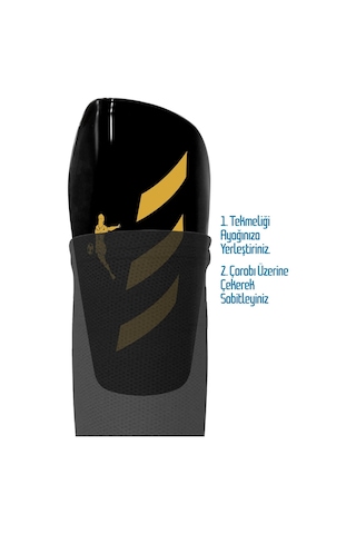 Pro Futbol Tekmeliği Çoraplı Çocuk Yetişkin Kaval Koruyucu Tekmelik Futbolcu Dizliği Siyah