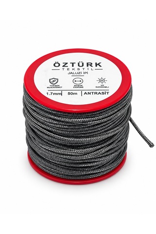 1.7 Mm Jaluzi, Stor Ve Katlamalı Perde İpi 50 Metre Polyester Antrasit