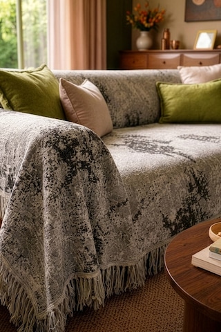 Pamuklu Kaymaz Koltuk Örtüsü 170x220cm - Gri Çok Amaçlı Örtü Pike Koltuk Şalı Wml007g Antrasit