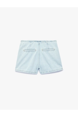 Koton Rahat Kalıp Bağlama Detaylı Pamuklu Mini Denim Şort Etek Bleach 6sal40315md Açık Mavi