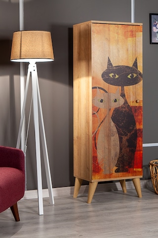 Bingo Cat / 8 Raflı Çok Amaçlı Mutfak Dolabı Banyo Dolabı Çok Ama