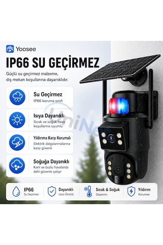 Uninet Solar Kamera 4g Sim Kartlı 10x Optik Zoomlu 2 Kameralı Dış Mekan Ip Kamera