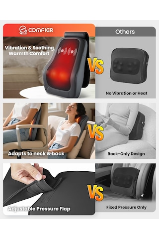 Boyun Sırt Ağrısı Giderici İçin Comfıer Boyun Sırt Masajı Isı İle Shiatsu Masajı, Sırt Boyun Ve Omuz İçin 3d Yoğurma Masajı, Erkekler İçin Hediye Olarak Masaj Yastığı