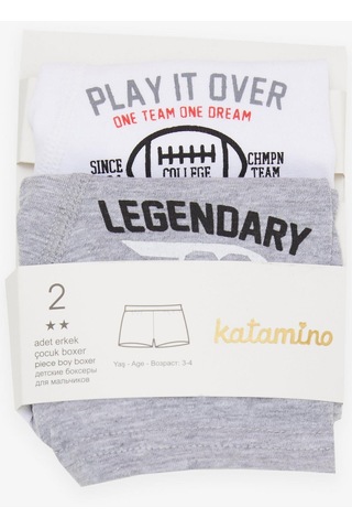 Katamino Breeze Erkek Çocuk Boxer 2 Li Slogan Temalı Yazı Baskılı 1-13 Yaş, Karışık Renk-karışık Renk Çok Renkli