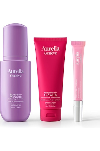 Aurelia Genève The Glow Skin Trio - Temizleme Köpüğü, Peeling, & Nemlendirici Etkili Lip Balm Seti