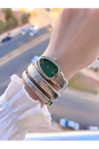 Coliseum Dolamalı Yılan Model Özel Tasarım Vintage Seri Kadın Kol Saati Cl.y001.m4 Gri