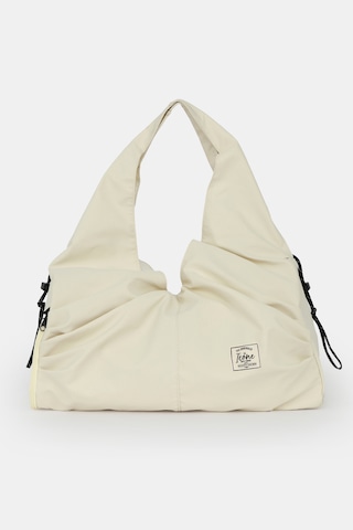 İcone Bag Icone Pliseli Fermuarlı Yoga Çantası, Fitness Çantası, Gym Heybe Görünümlü Pliseli Spor Çantası Krem