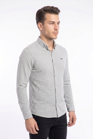 Foterman Erkek Spor Slim Fitt Uzun Kol Gömlek Bgl-st05439 Açık Gri