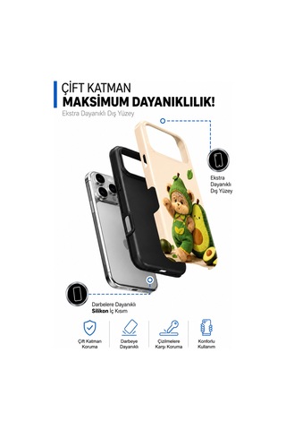 Apple iPhone Uyumlu, 17 Pro Tiny Bear Collection Çift Katmanlı Essential Tough Telefon Kılıfı